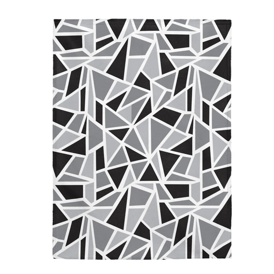 Shattered Black & White Geo Velveteen Plush Blanket