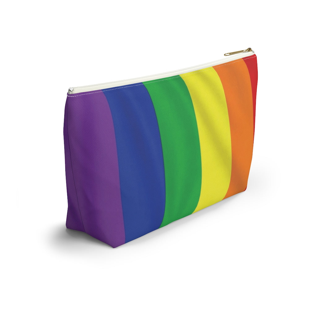 Rainbow Stripe Printed Accessory Pouch w T-bottom
