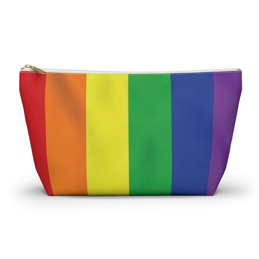 Rainbow Stripe Printed Accessory Pouch w T-bottom
