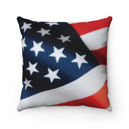 American Flag Faux Suede Square Pillow