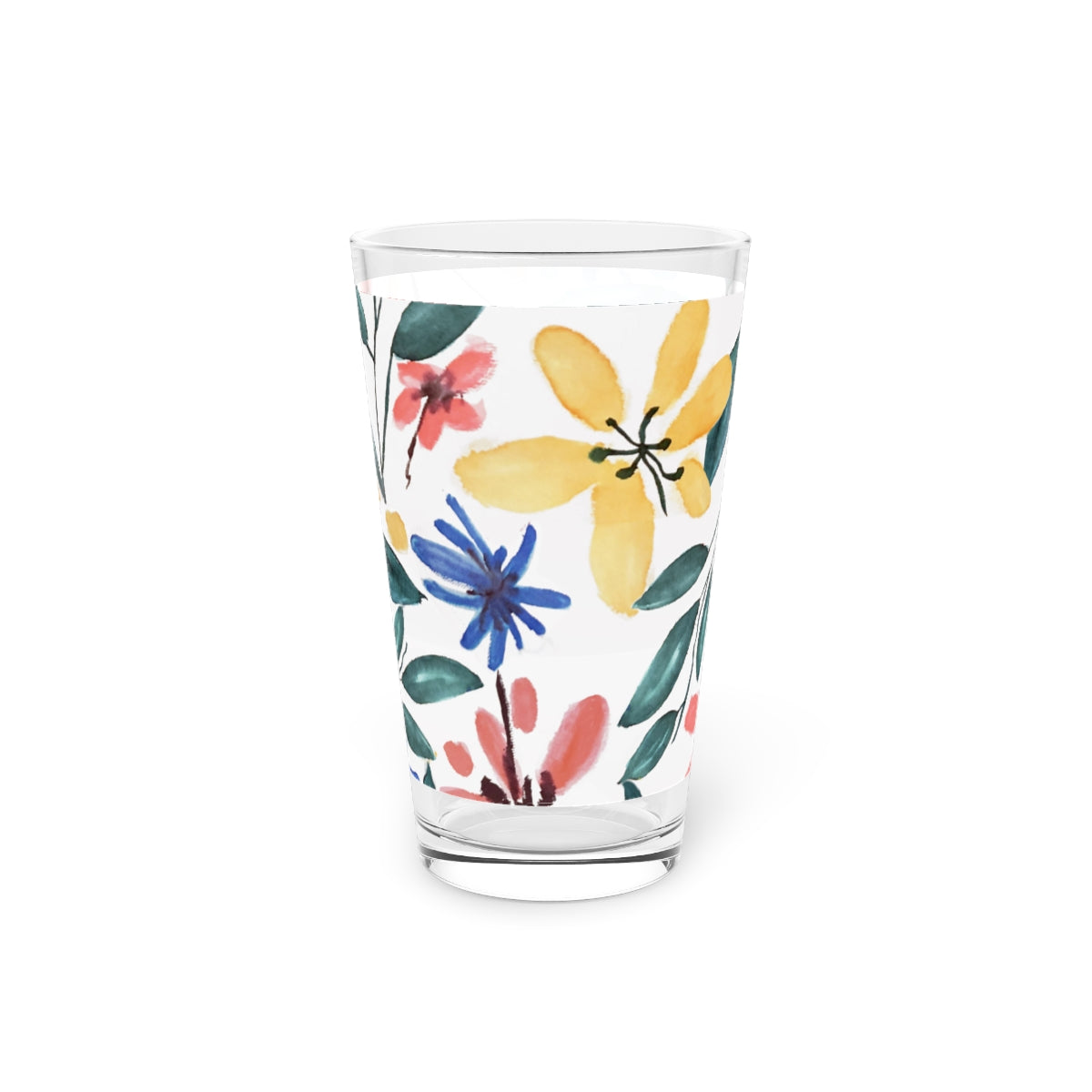 Tropical Floral Pint Glass, 16oz