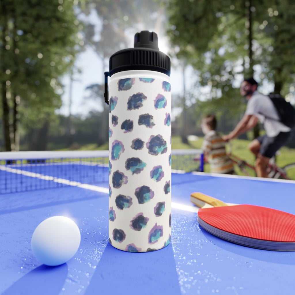 Blue Cheetah Stainless Steel Water Bottle, Sports Lid