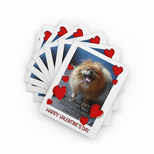 Roses are Grey Violets are Grey I am a Dog Valentines Day Greeting cards (8 pcs)