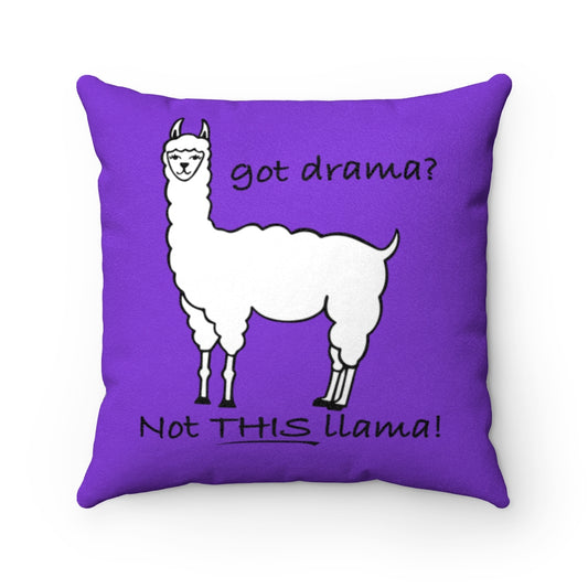 No Drama Llama PURPLE Faux Suede Square Pillow