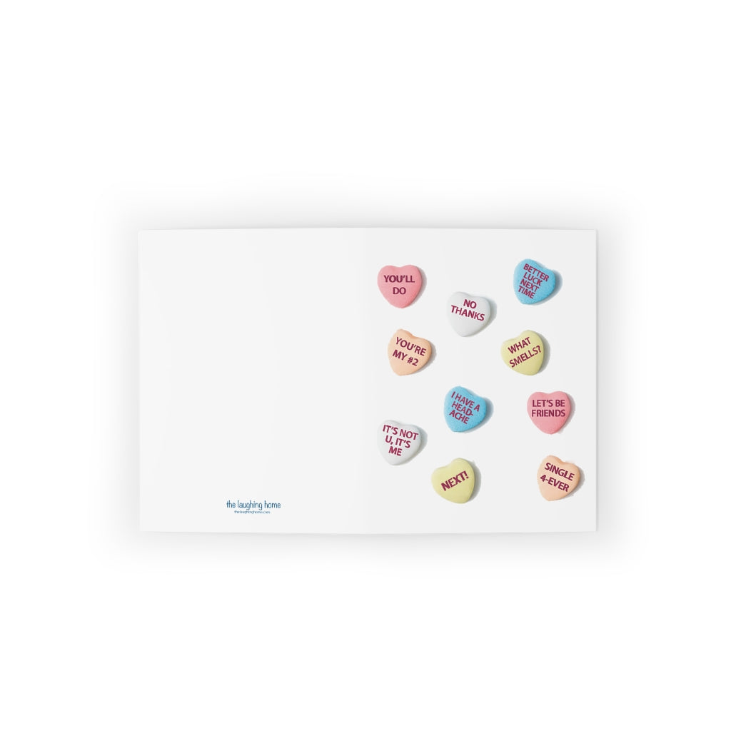 Defective Candy Hearts Valentines Day Greeting cards (8 pcs)