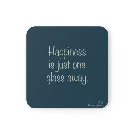 Happiness is just one glass away Corkwood Coaster Set of 4