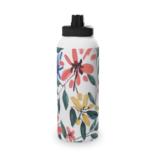 Floral Watercolor Stainless Steel Water Bottle, Sports Lid