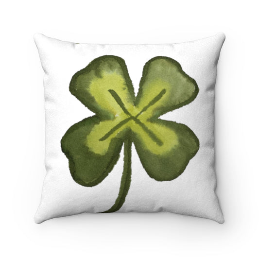 Lucky Clover St. Patty's Day Faux Suede Square Pillow