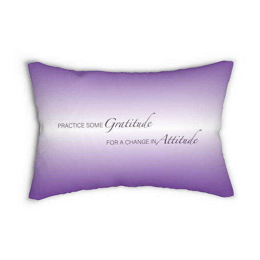 Gratitude Attitude PLUM Spun Polyester Lumbar Pillow 14"x20"