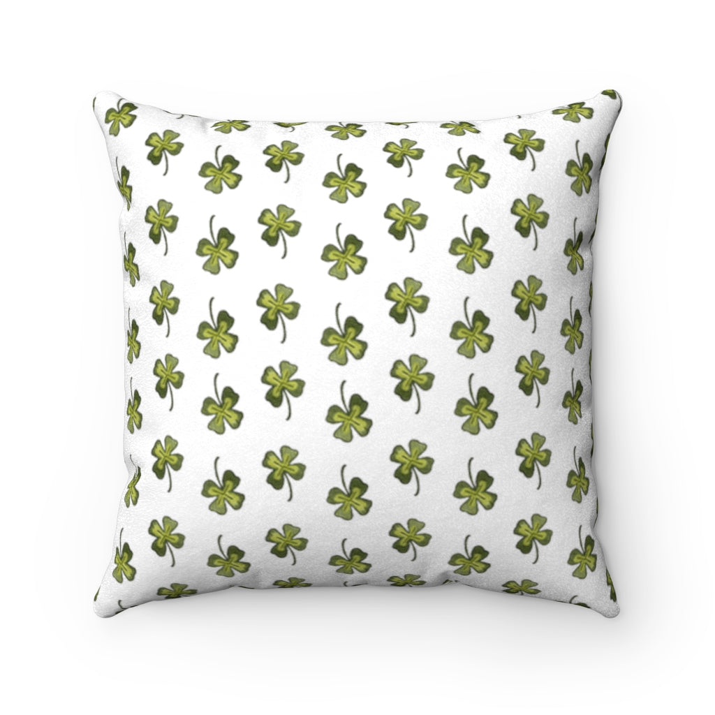 Lucky Clover St. Patty's Day Faux Suede Square Pillow