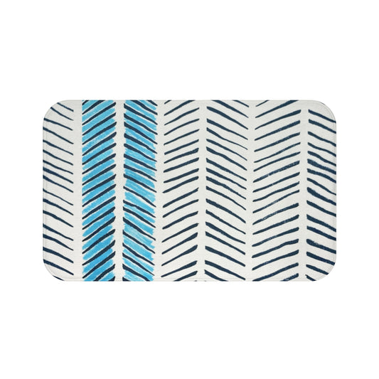 Herringbone Watercolor Printed Bath Mat