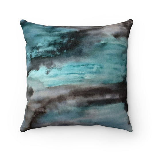 Abstract Watercolor Faux Suede Square Pillow