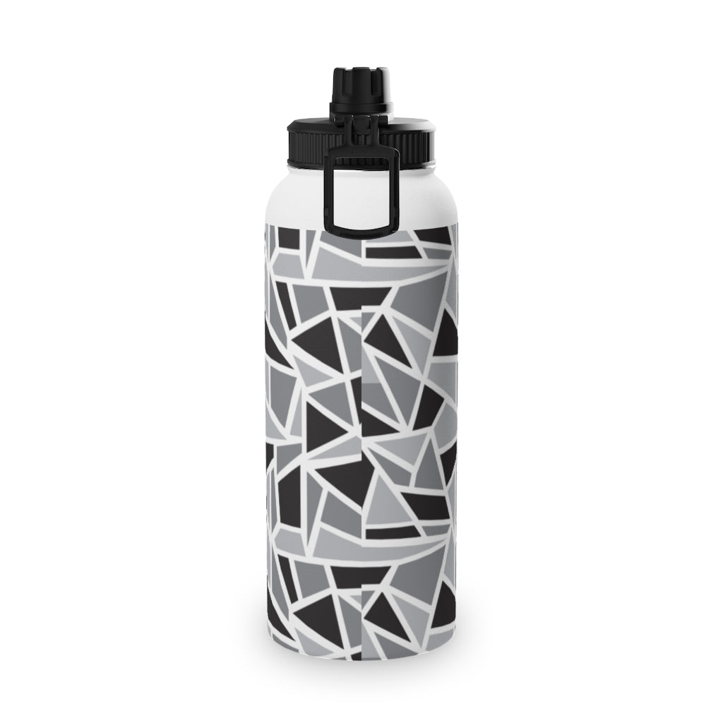 Black & White Geo Stainless Steel Water Bottle, Sports Lid