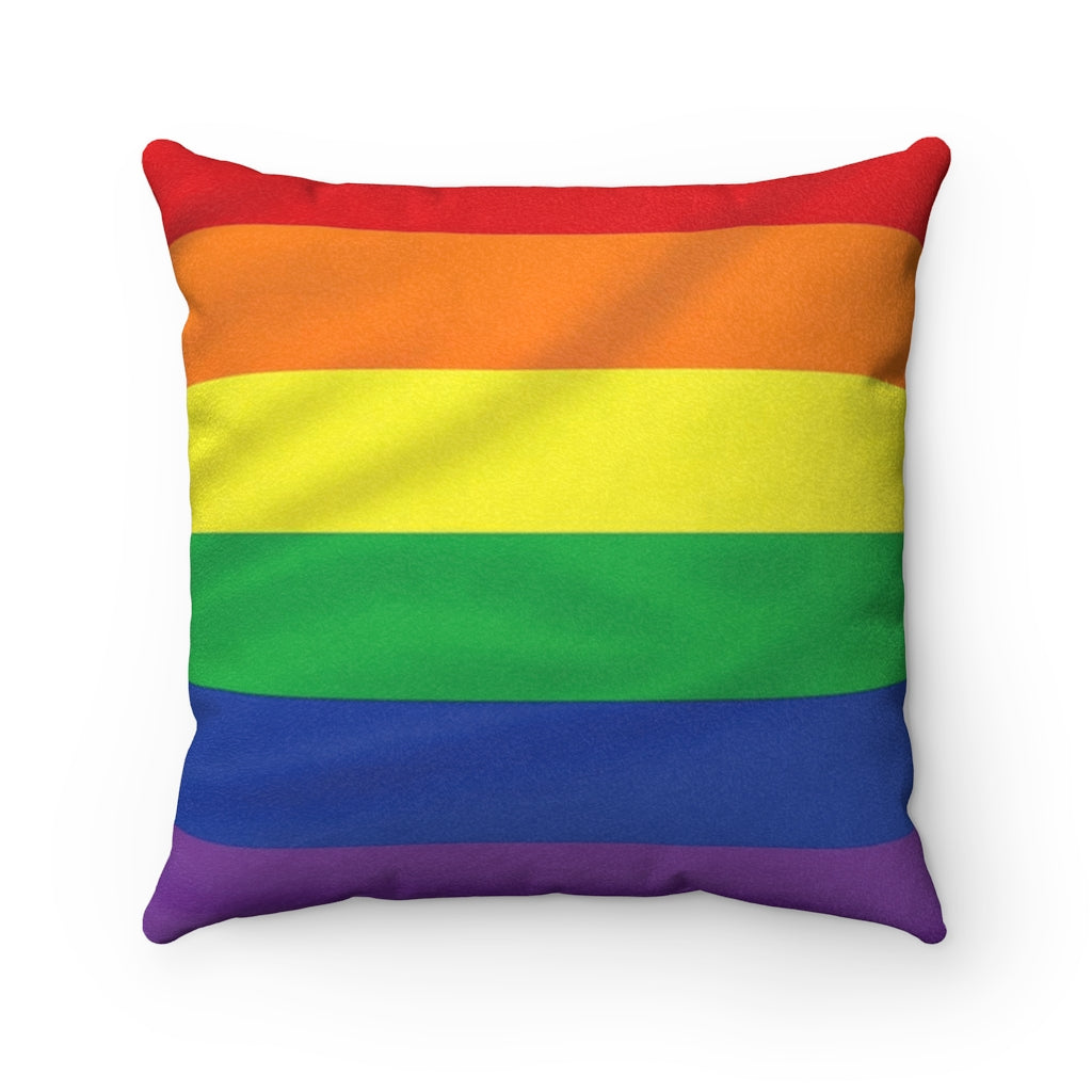 Rainbow Pride Flag Faux Suede Square Pillow