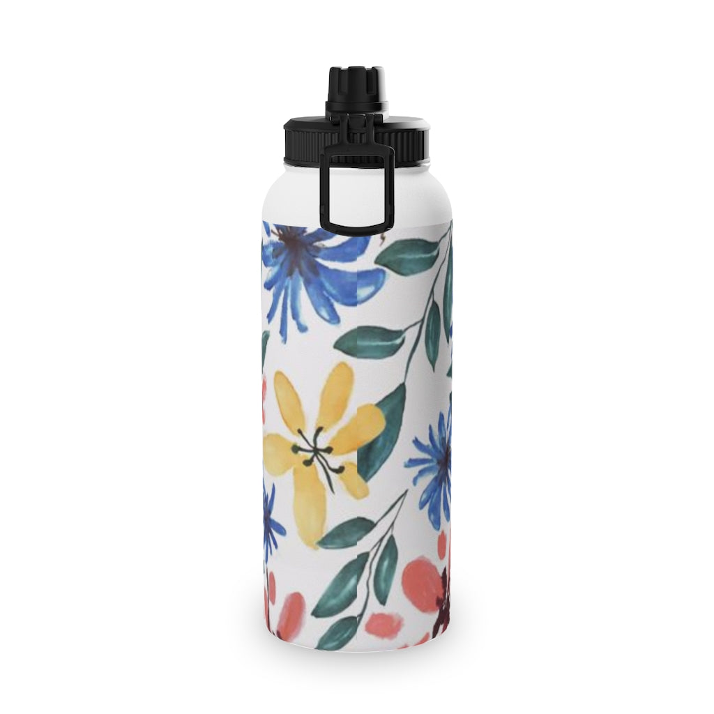 Floral Watercolor Stainless Steel Water Bottle, Sports Lid