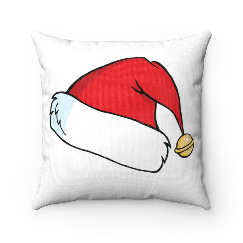 Red Green Santa Hat Holiday Spun Polyester Square Pillow