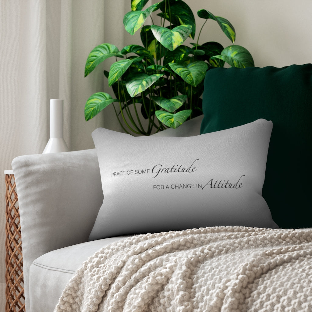 Gratitude Attitude GREY Spun Polyester Lumbar Pillow 14"x20"