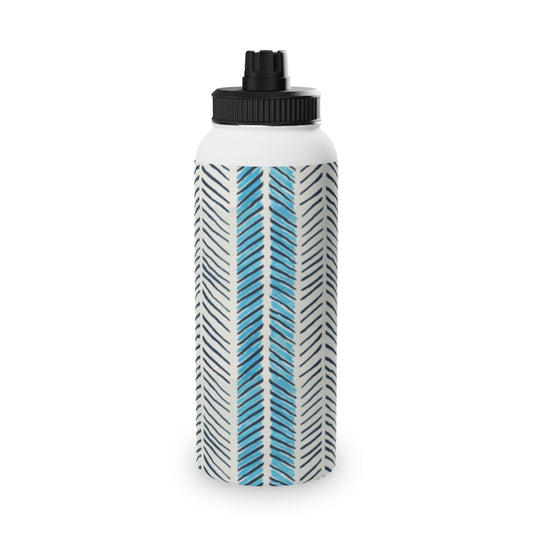 Painted Herringbone Stainless Steel Water Bottle, Sports Lid