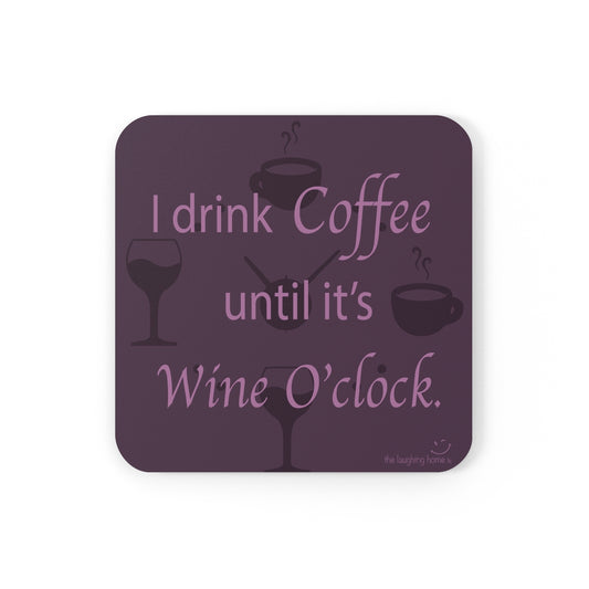 Coffee Until Wine Corkwood Coaster Set of 4