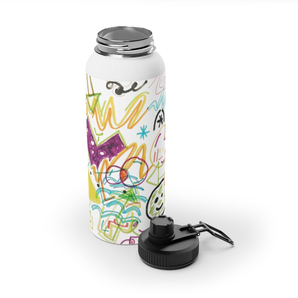 Graffiti Art Stainless Steel Water Bottle, Sports Lid