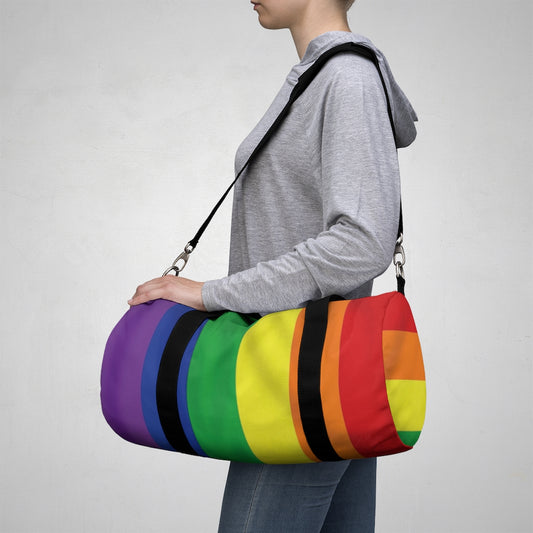 Rainbow Stripe Printed Duffel Bag