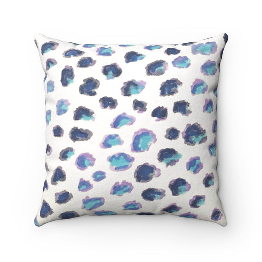 Blue Cheetah Faux Suede Square Pillow