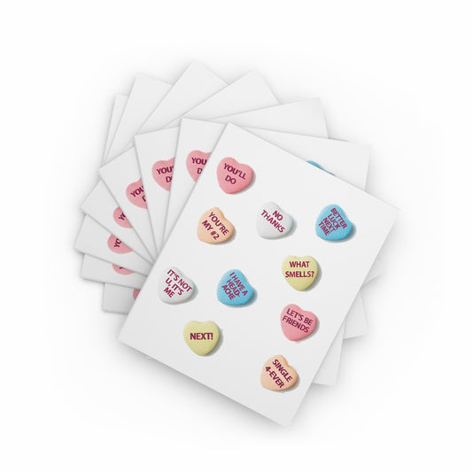 Defective Candy Hearts Valentines Day Greeting cards (8 pcs)