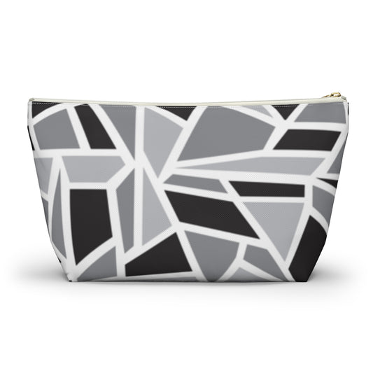 Black & White Geo Printed Accessory Pouch w T-bottom
