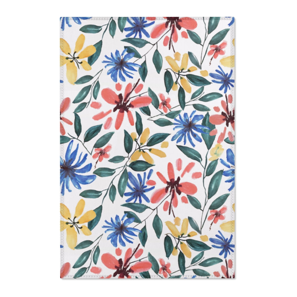 Watercolor Floral Printed Area Rugs