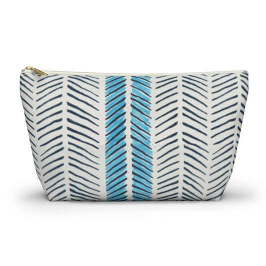 Painted Herringbone Printed Accessory Pouch w T-bottom