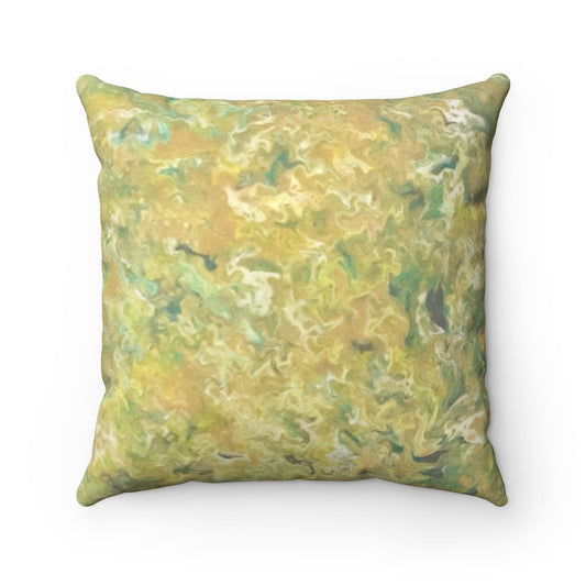 Spring Greens Faux Suede Square Pillow