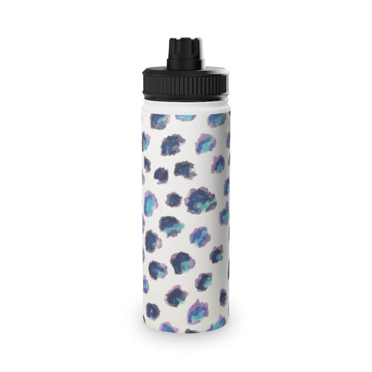 Blue Cheetah Stainless Steel Water Bottle, Sports Lid