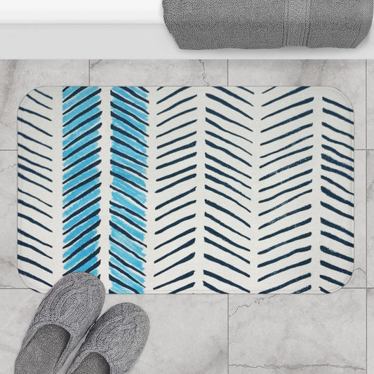Herringbone Watercolor Printed Bath Mat