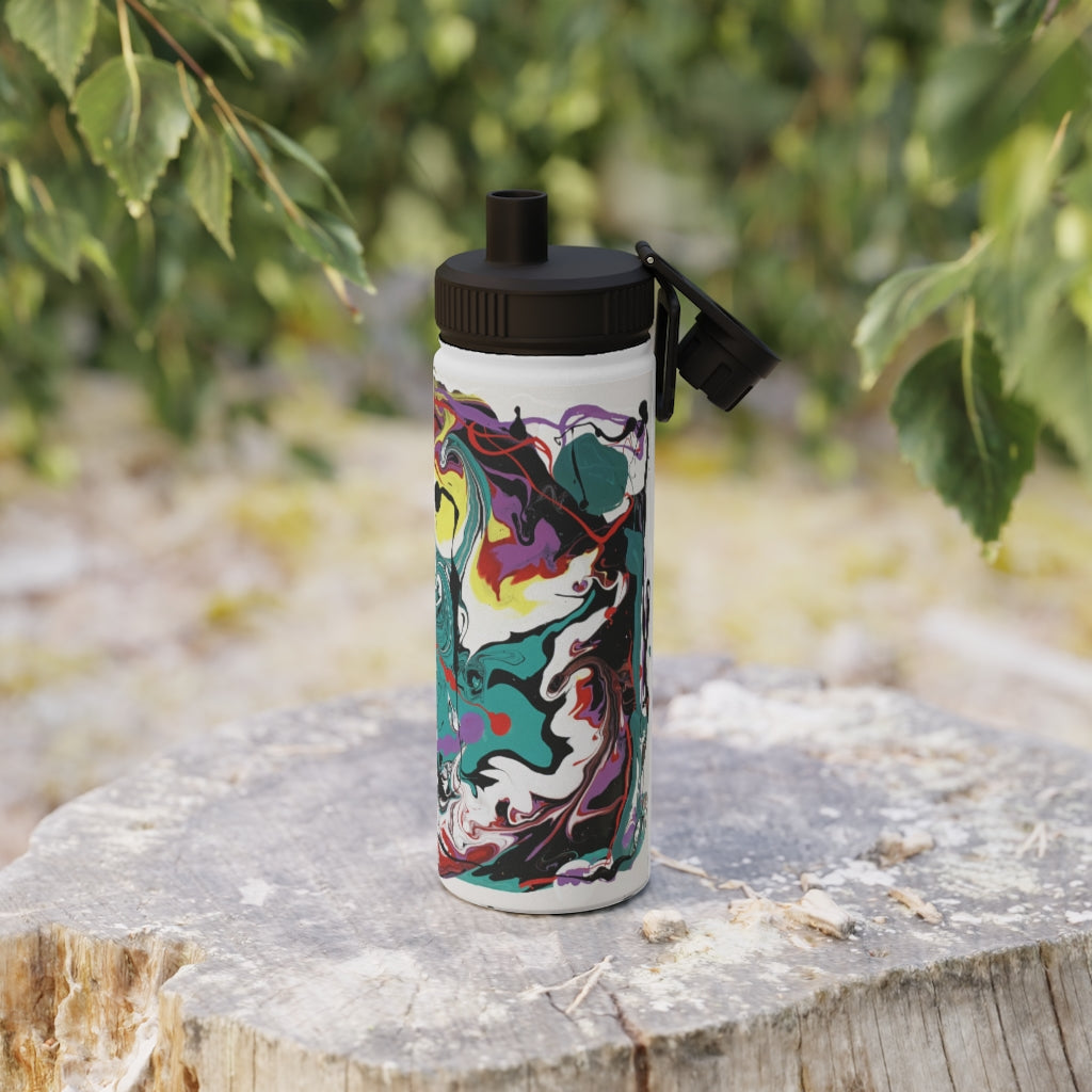 Abstract Painting Stainless Steel Water Bottle, Sports Lid