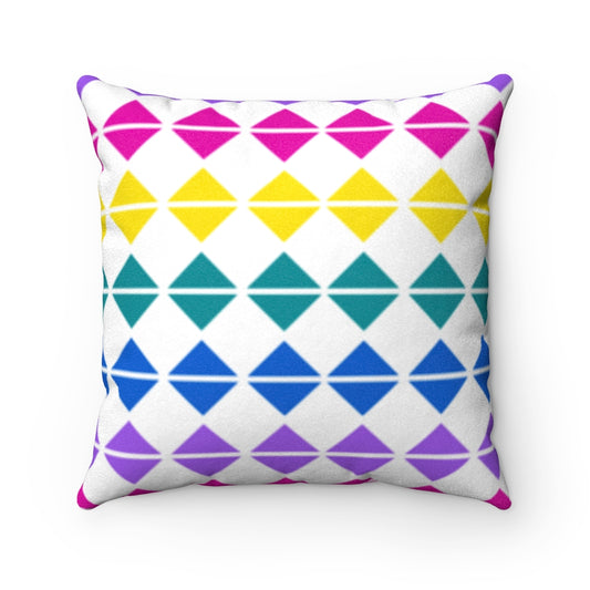 Rainbow Diamon Faux Suede Square Pillow