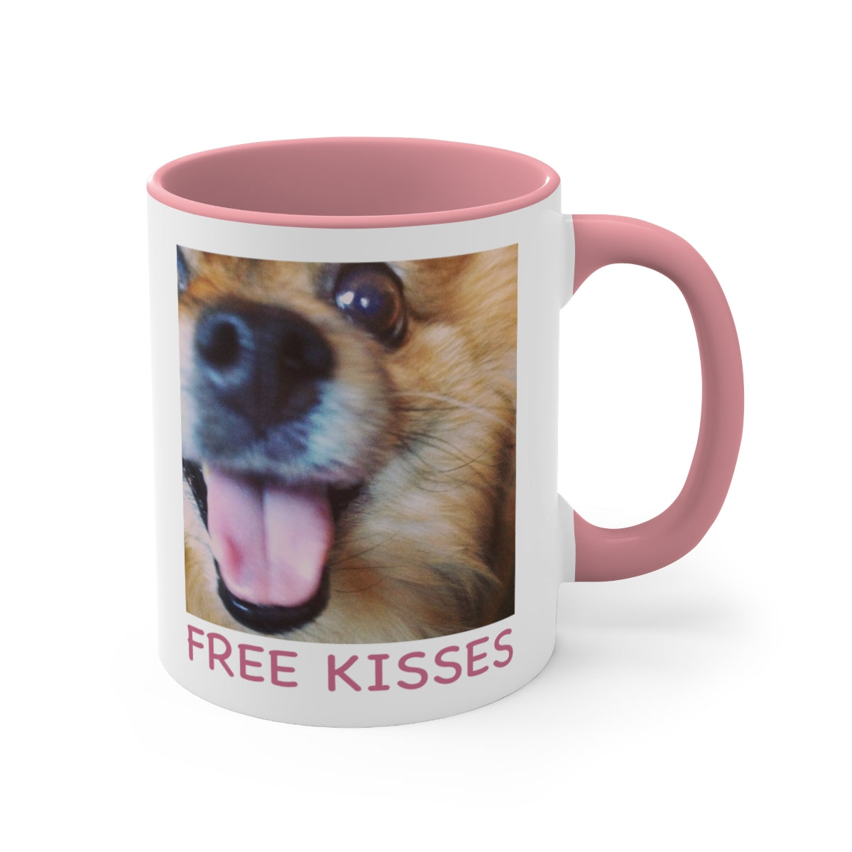 FREE KISSES. Dog Accent Coffee Mug, 11oz