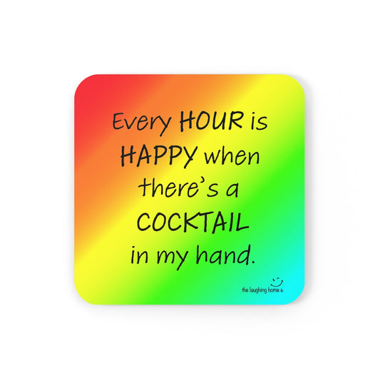 Every Hour is Happy, Cork Back Coasters Set of 4