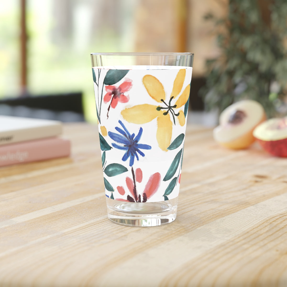 Tropical Floral Pint Glass, 16oz