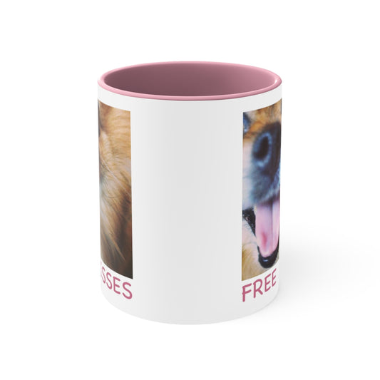FREE KISSES. Dog Accent Coffee Mug, 11oz