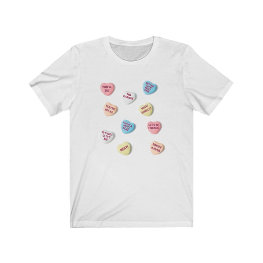 Defective Candy Hearts Unisex Jersey Short Sleeve Tee