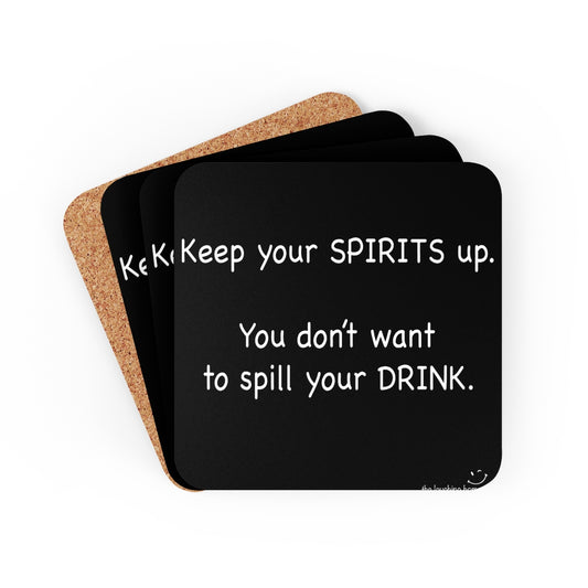 Keep your Spirits Up Corkwood Coaster Set of 4