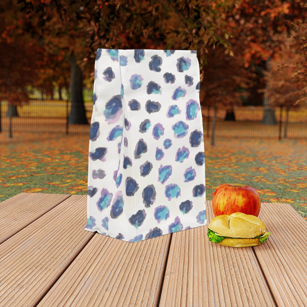 Blue Cheetah Printed Polyester Lunch Bag