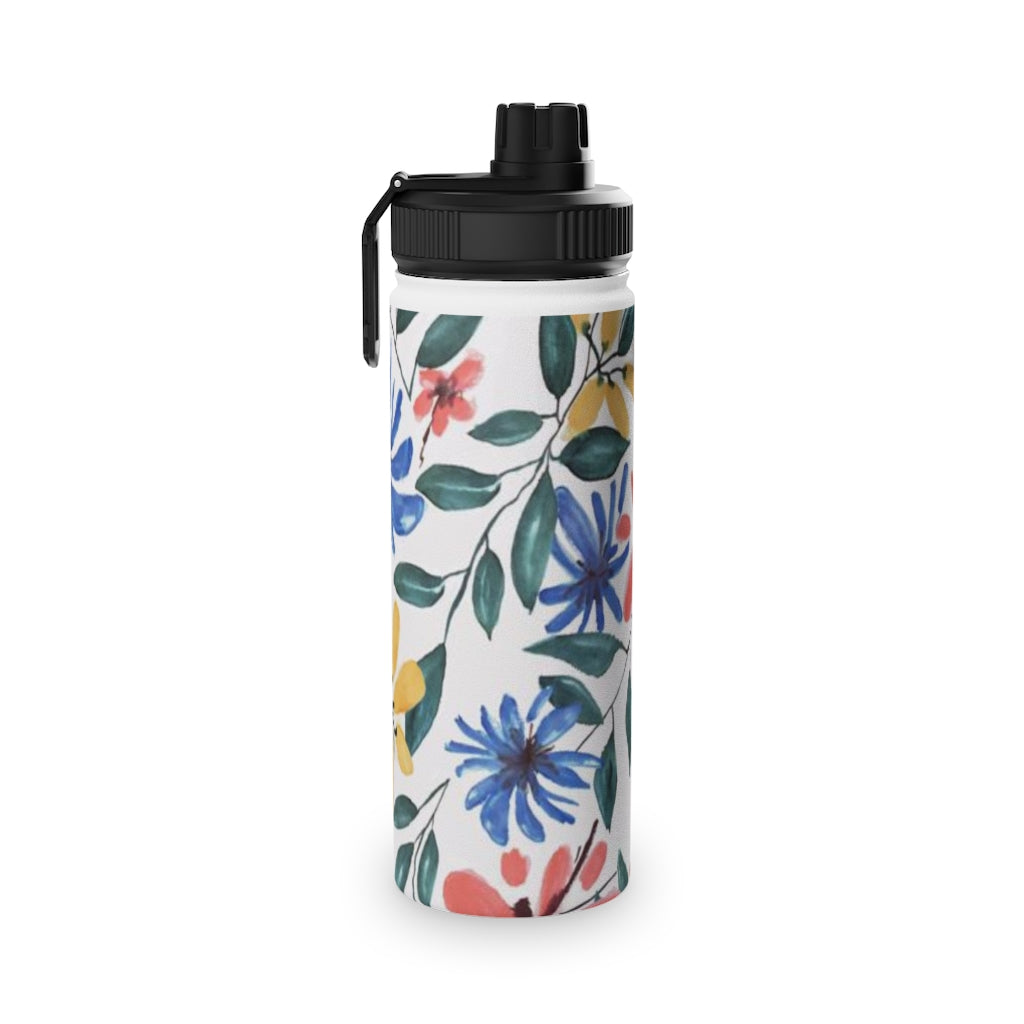 Floral Watercolor Stainless Steel Water Bottle, Sports Lid