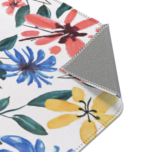 Watercolor Floral Printed Area Rugs