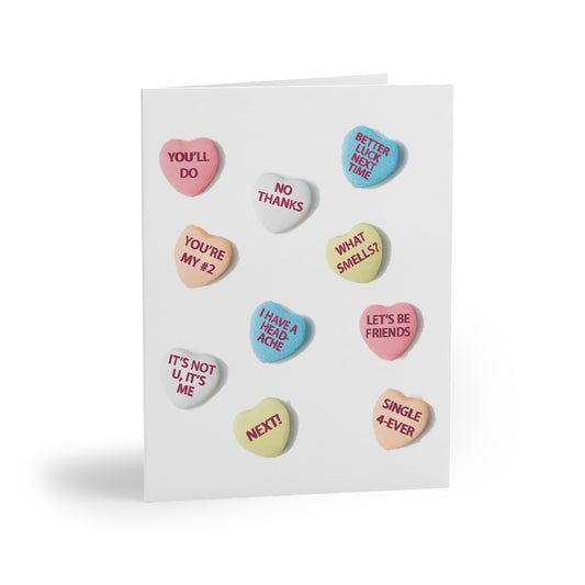 Defective Candy Hearts Valentines Day Greeting cards (8 pcs)