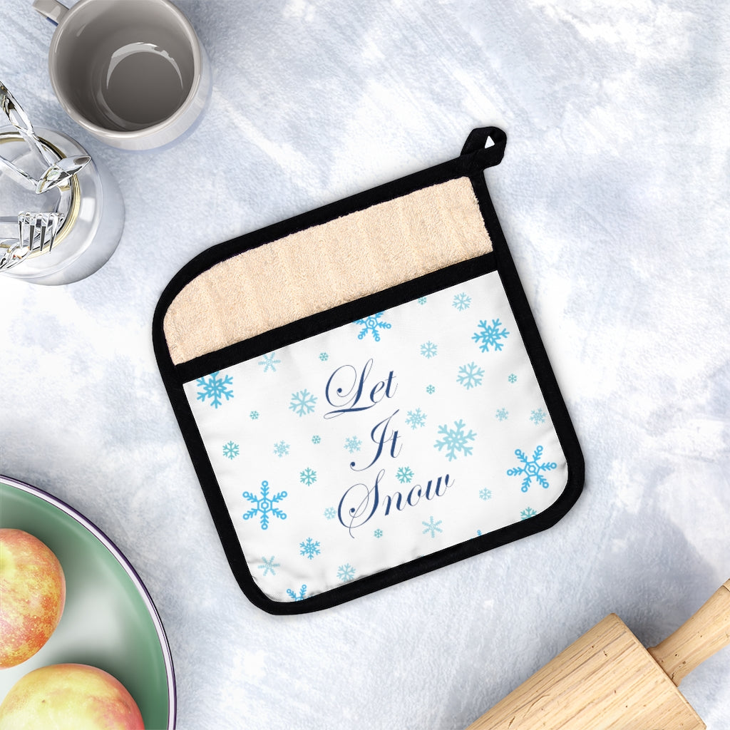 Let It Snow Holiday Pot Holder with Pocket