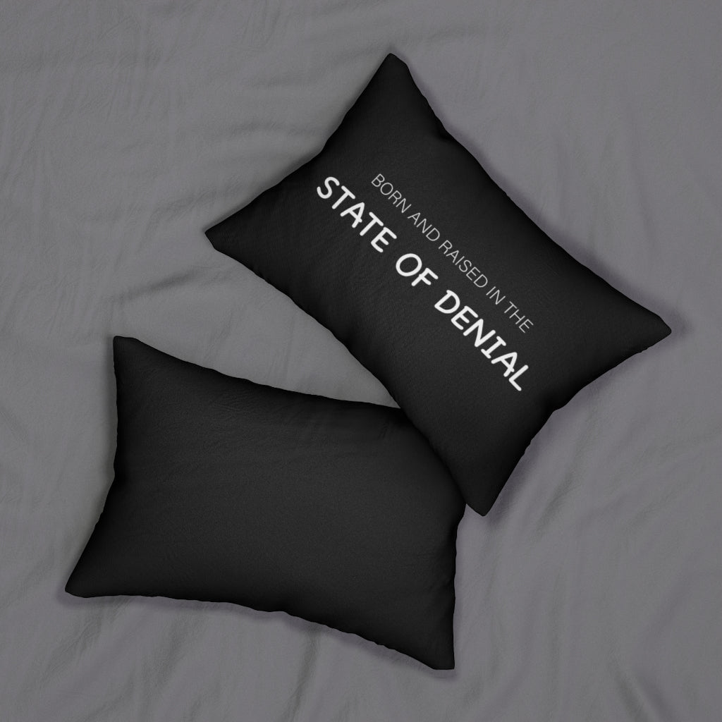 State of Denial BLACK Spun Polyester Lumbar Pillow 14"x20"