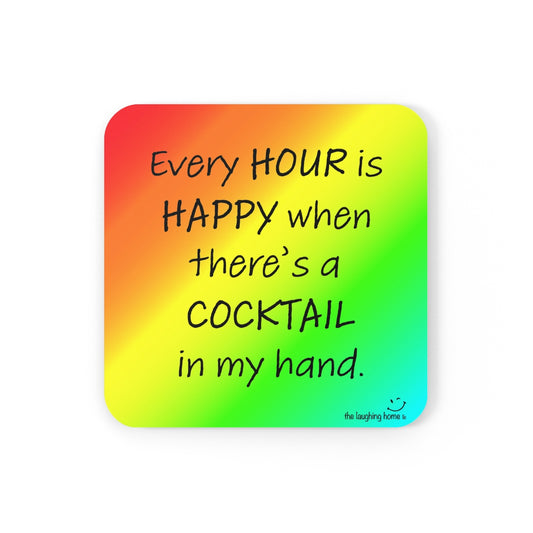 Happy Hour Corkwood Coaster Set of 4