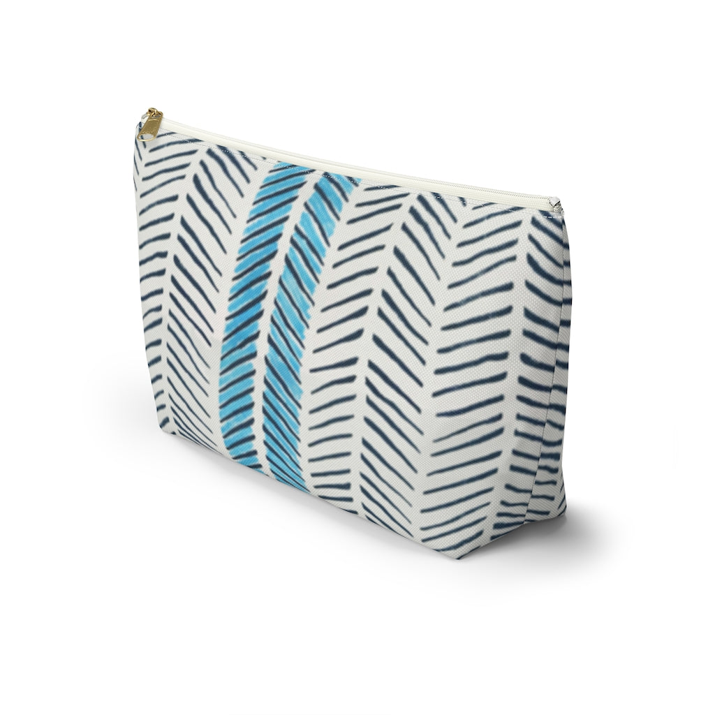 Painted Herringbone Printed Accessory Pouch w T-bottom