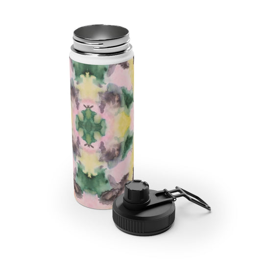 Watercolor Camo Stainless Steel Water Bottle, Sports Lid